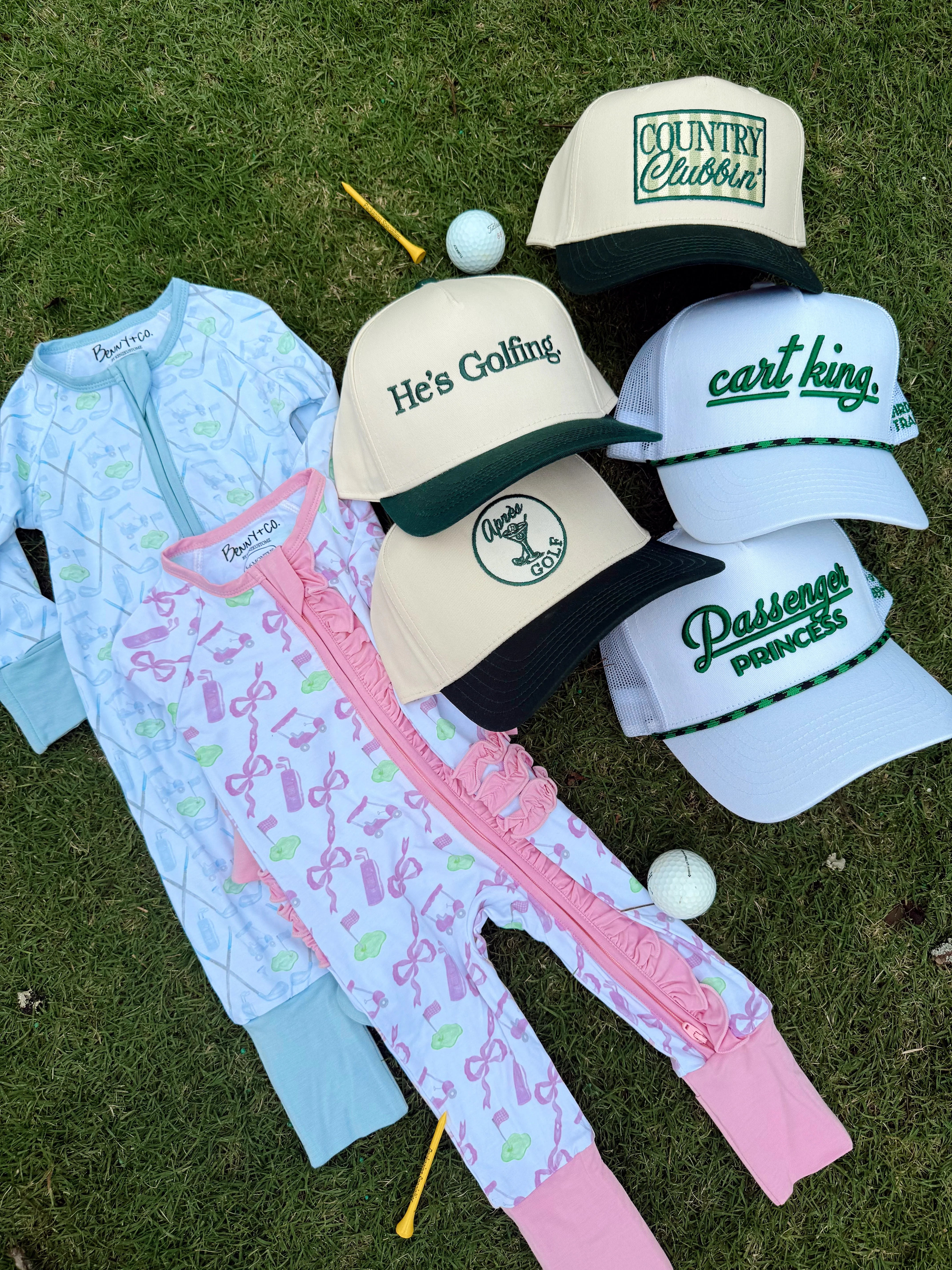 KenzKustomz Green Vintage Trucker Hat Hes Golfing