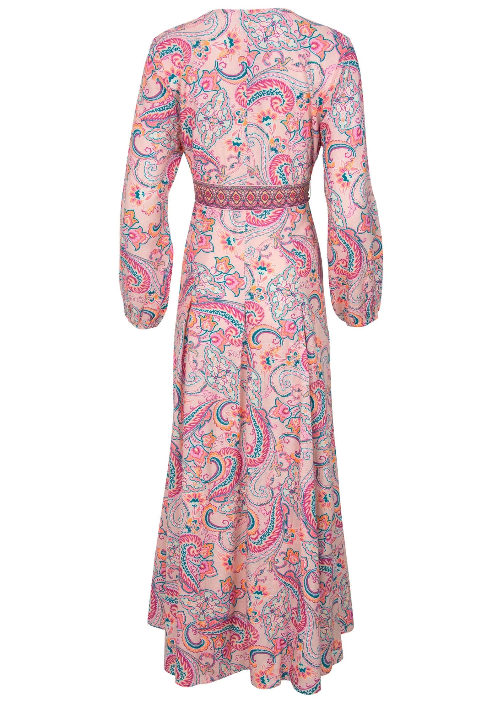 Tie Waist Linen Maxi Dress Venetian Paisley
