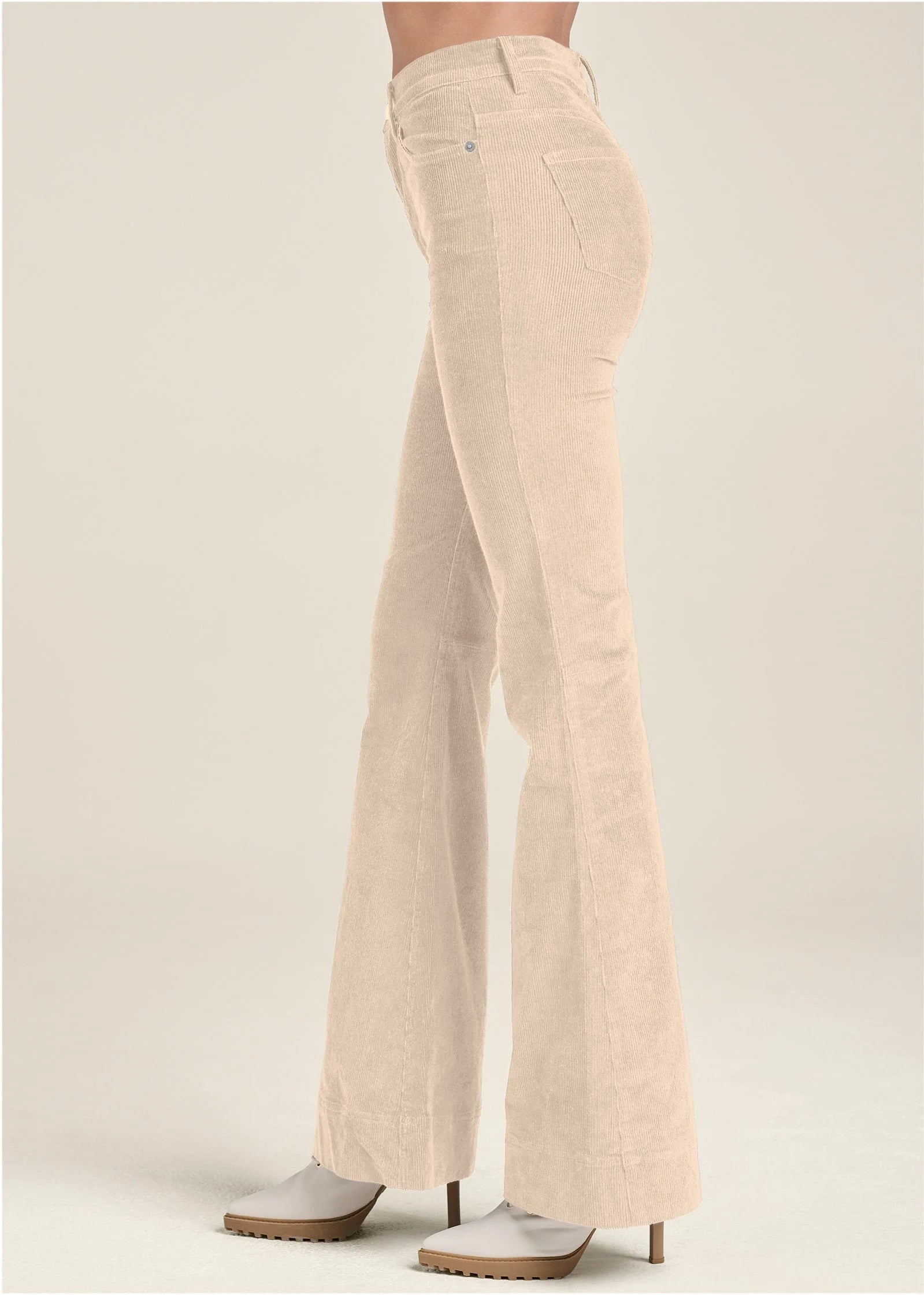 Corduroy Flared Pants Cream
