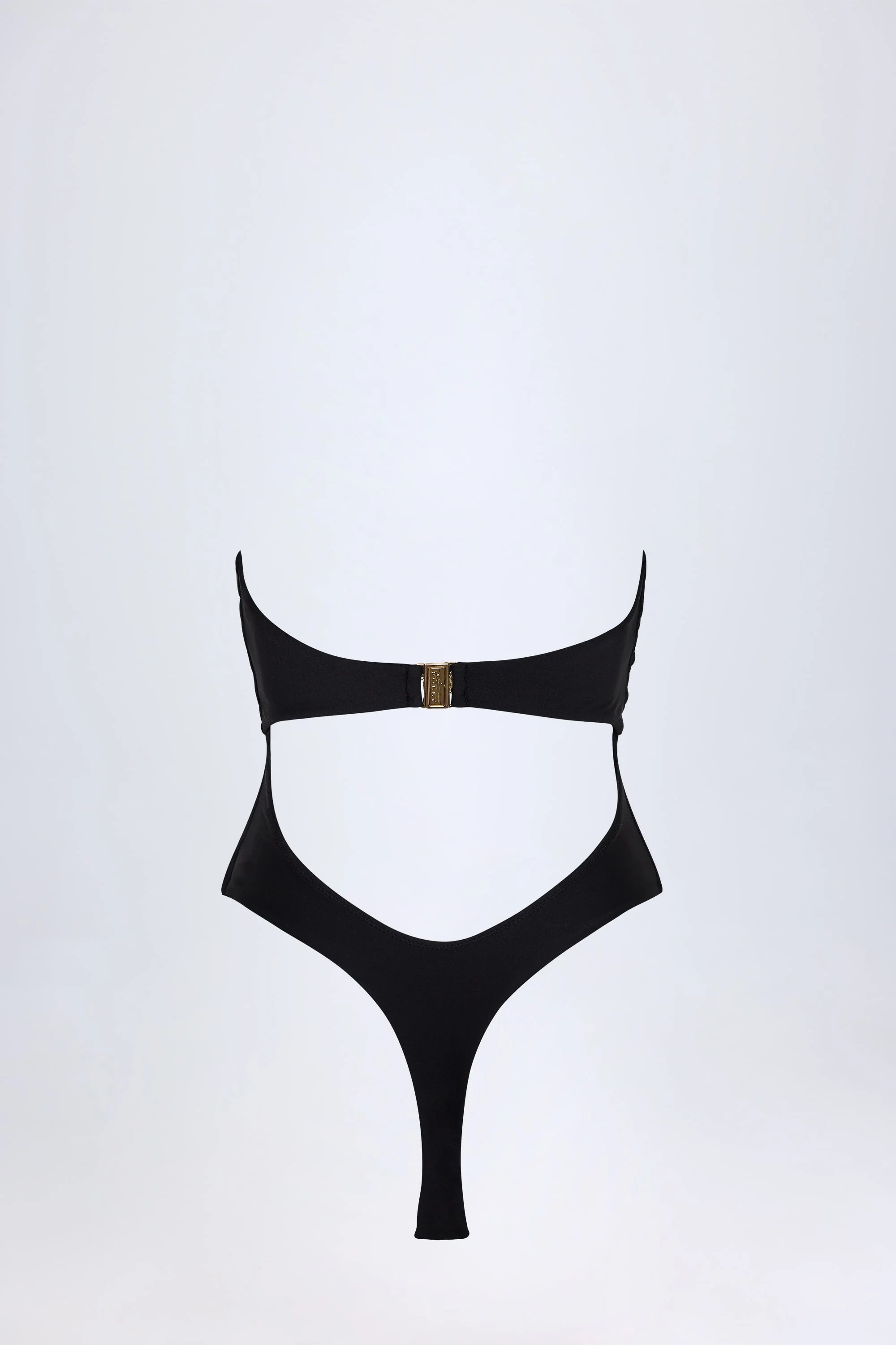 Cut Out Hardware Detail Swimsuit in Black