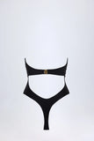 Cut Out Hardware Detail Swimsuit in Black
