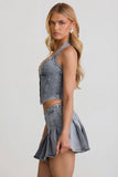 Halterneck Corset Top in Light Blue