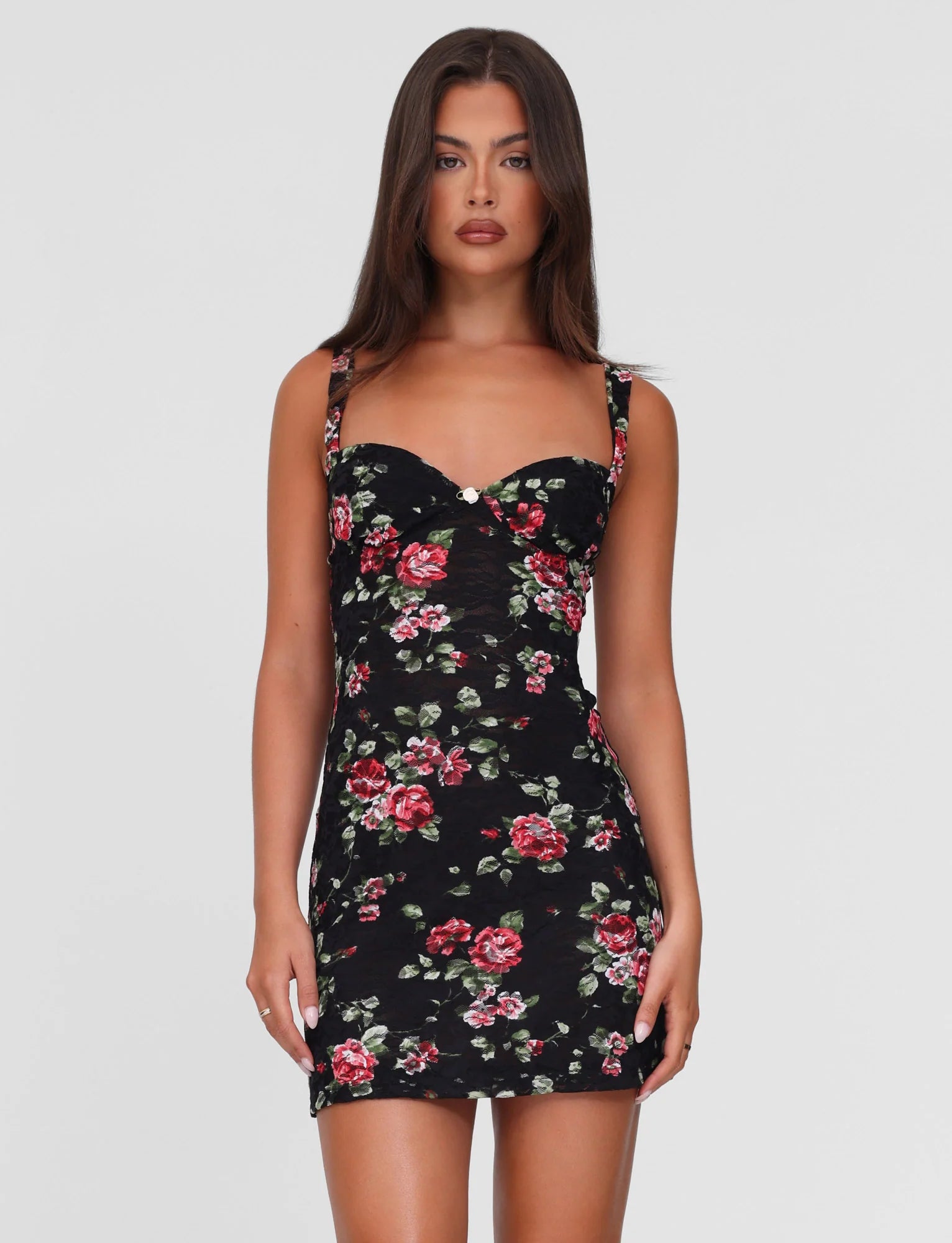 ANDEE MINI DRESS BLACK FLORAL BLACKROSE