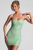 Embellished Bodycon Mini Dress in Pistachio