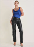 Faux Leather Bootcut Pants Jet Black