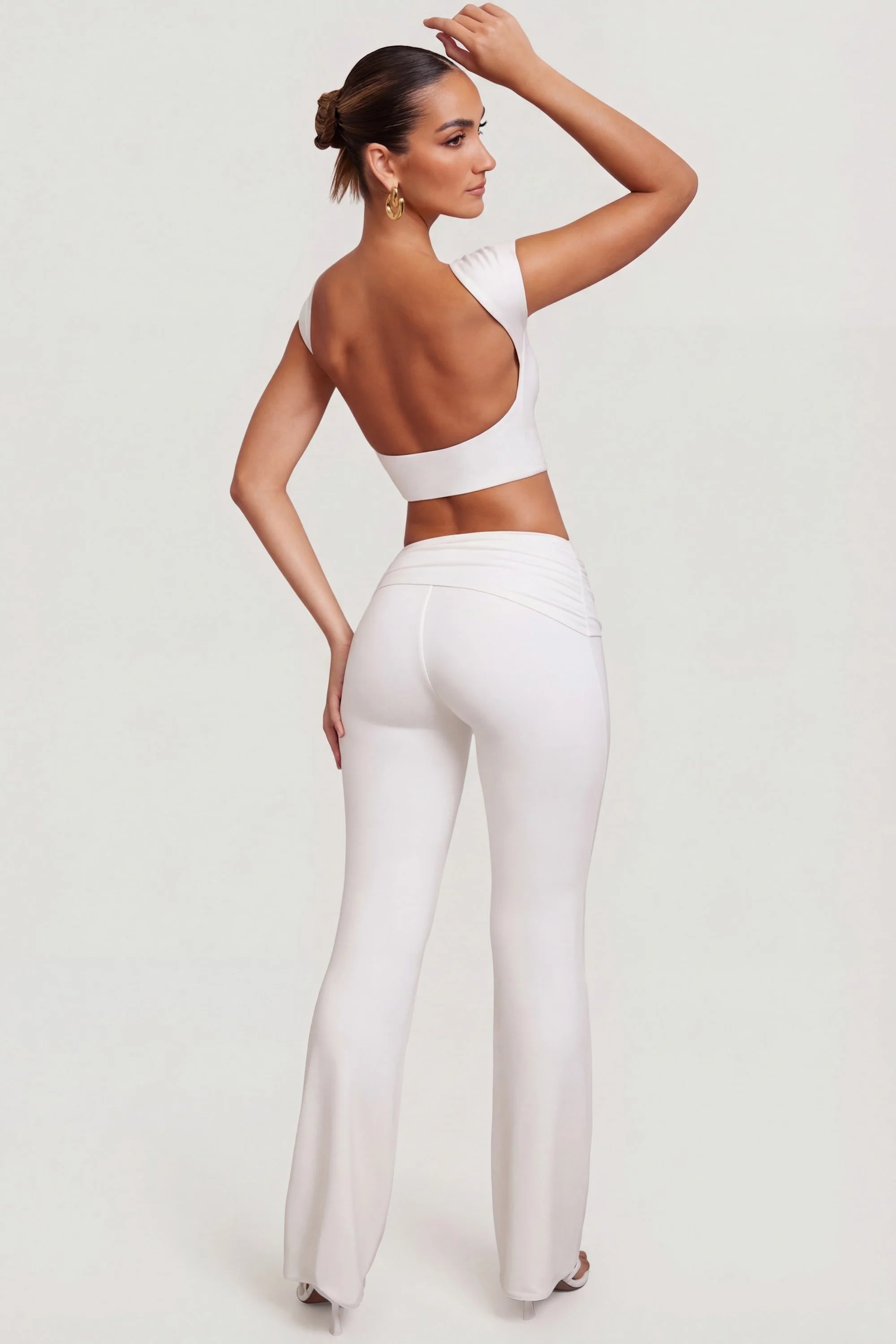 Mid Rise Straight Leg Trousers in White