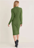 Mockneck Midi Sweater Dress Bronze Green