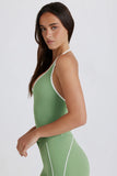 Soft Active V Neck Halterneck Top in Green