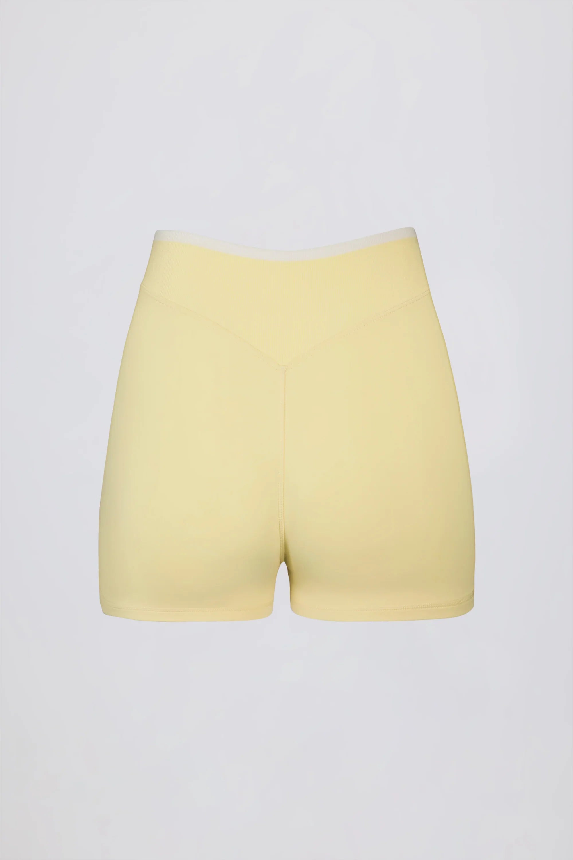 Soft Active Wrapover Contrast Mini Shorts in Soft Yellow