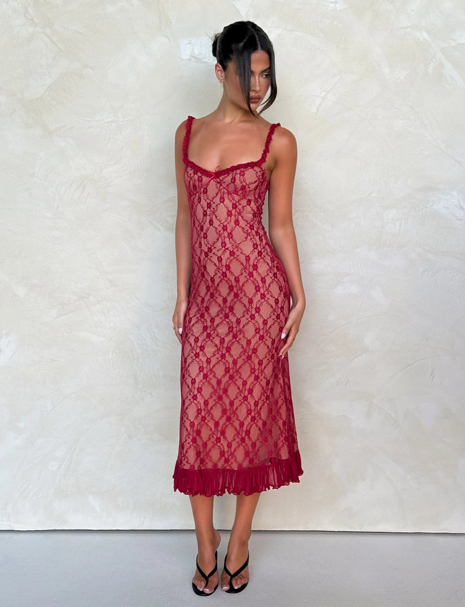 DEJA DRESS RED BERRY RED