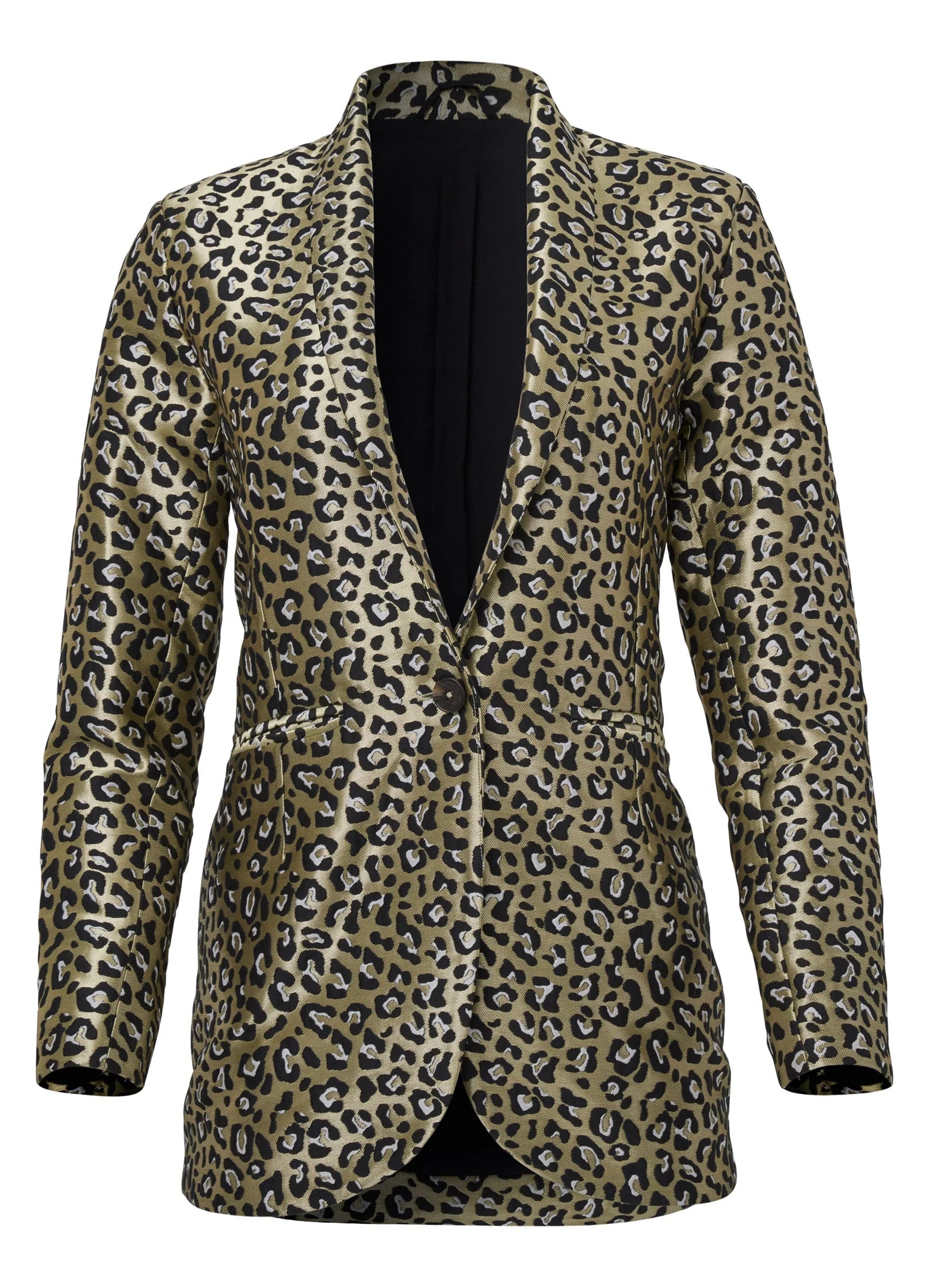 Leopard Jacquard Blazer Black Gold