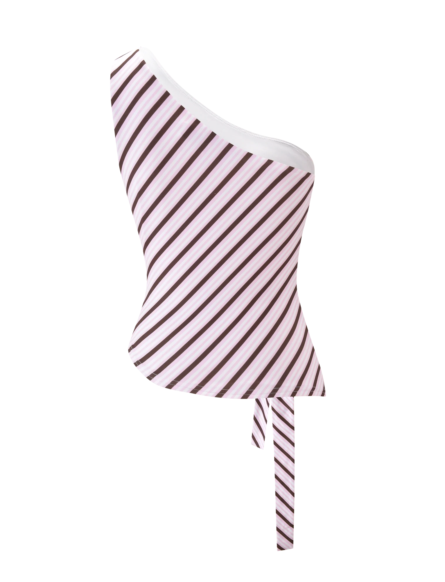 LYLE ONE SHOULDER TOP PINK STRIPE