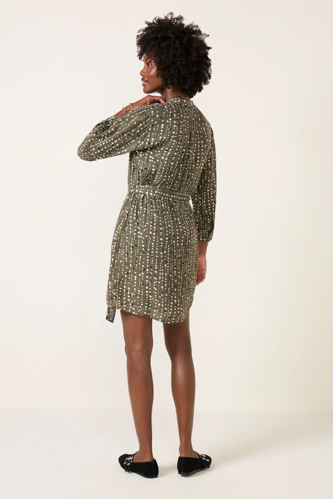 Puff Sleeve Belted Shirt Dress