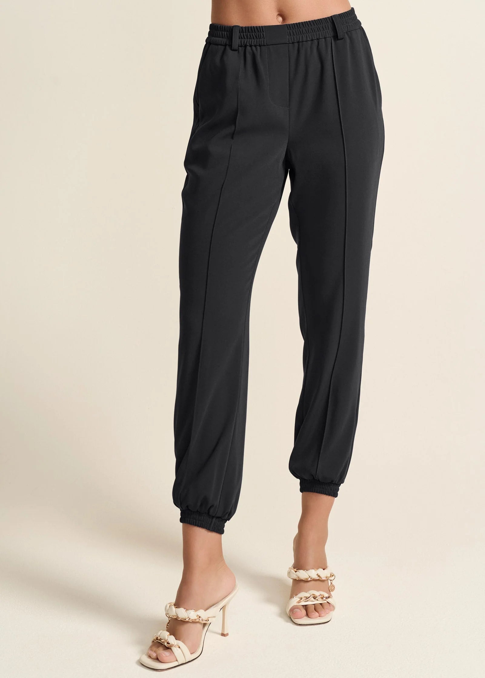Woven High Rise Joggers Jet Black