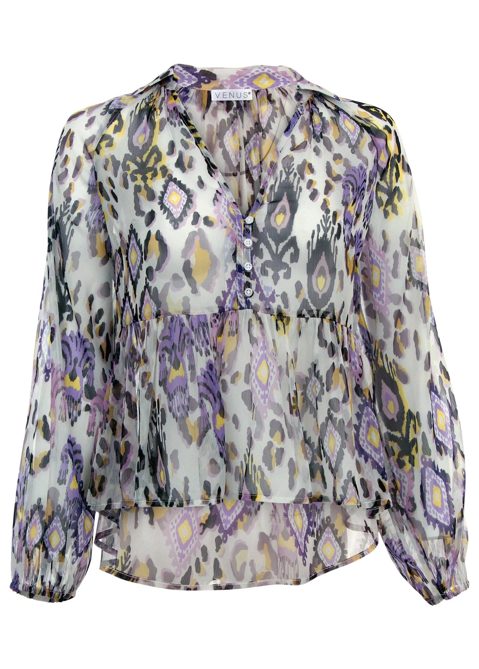 Chiffon Printed Blouse Desert Ikat