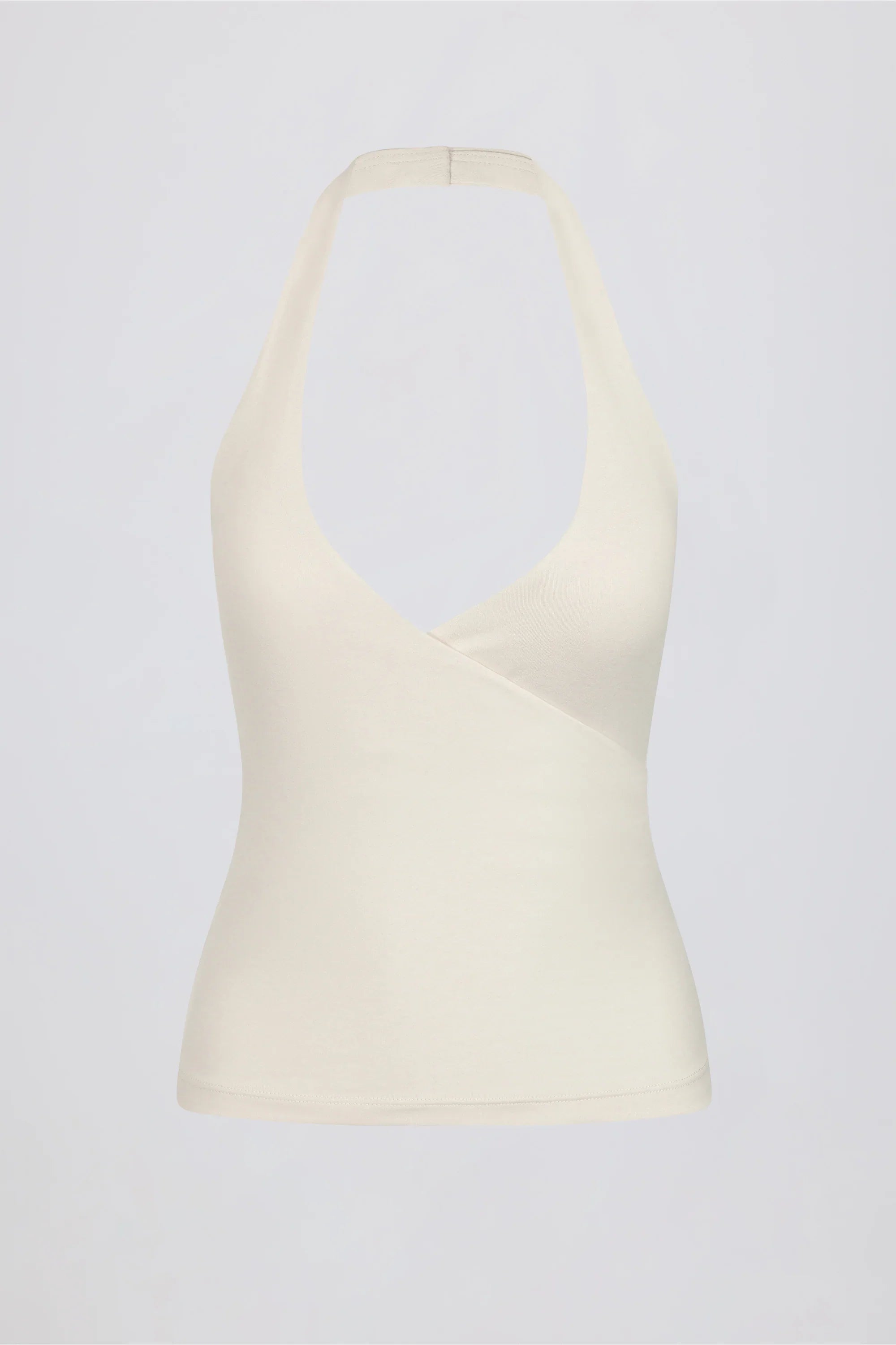 Halterneck Open Back Tank Top in Vanilla