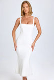 Lace Trim Midaxi Dress in White