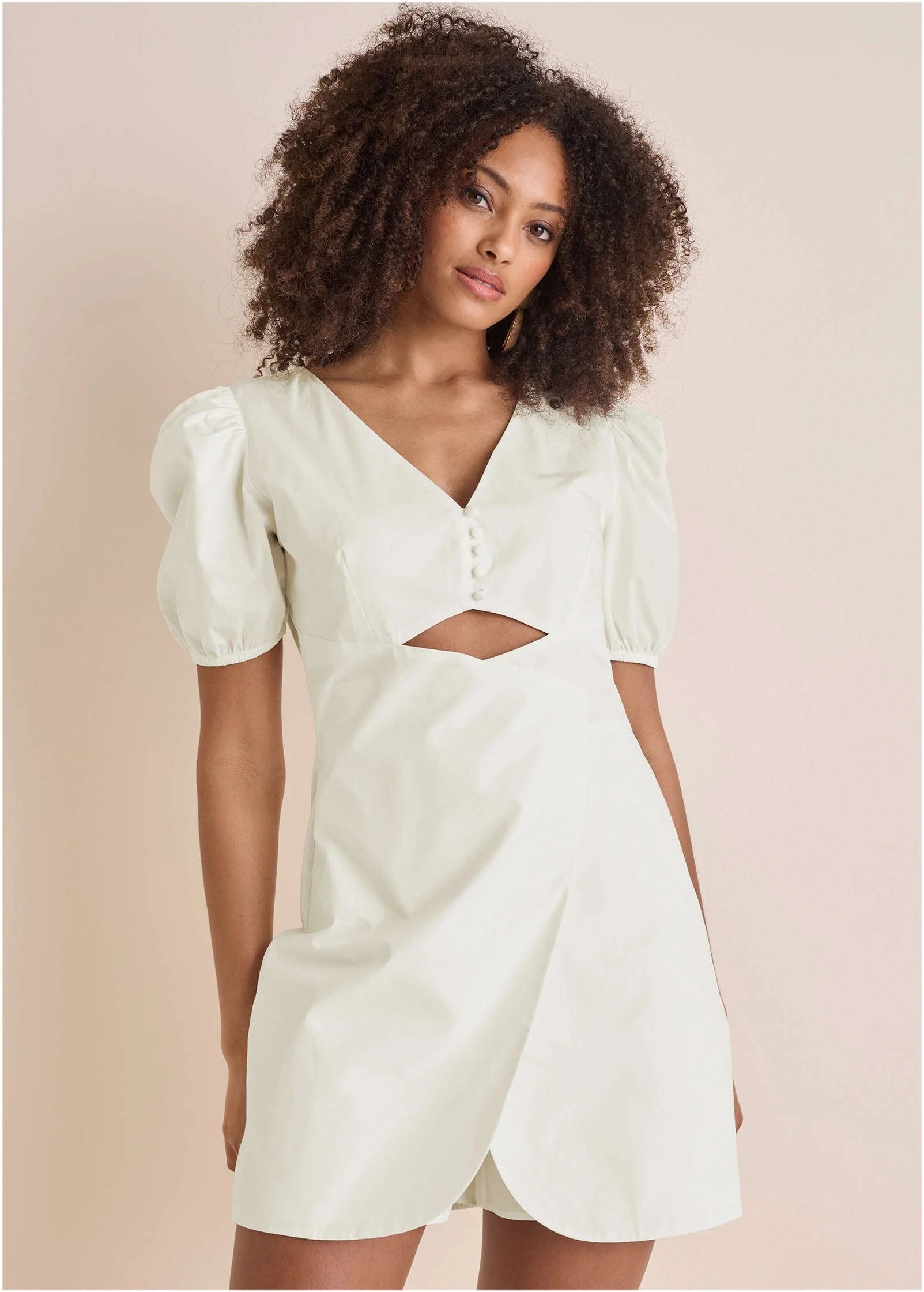Puff Sleeve Poplin Romper Cloud Dancer