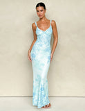 GUILIANNA FRILL MAXI DRESS BLUE FLORAL TAPESTRY