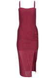 High Slit Midi Dress Beet Red