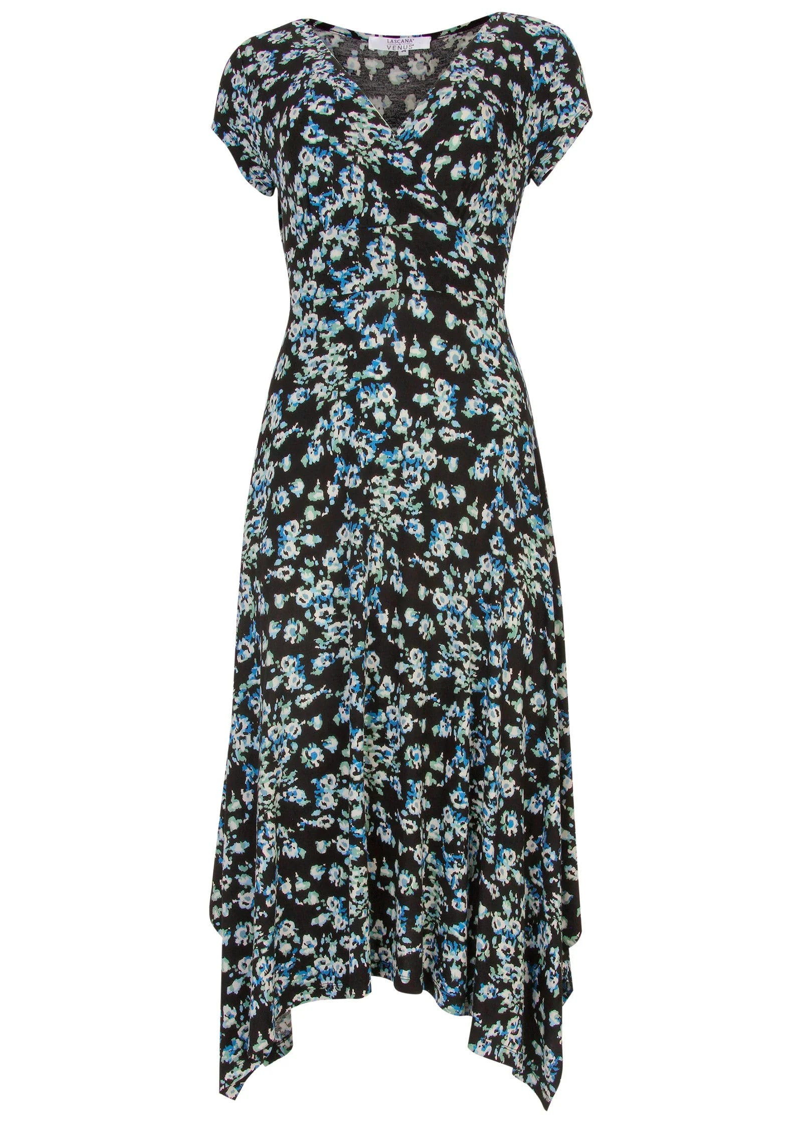 Floral Printed Dress Black Blue