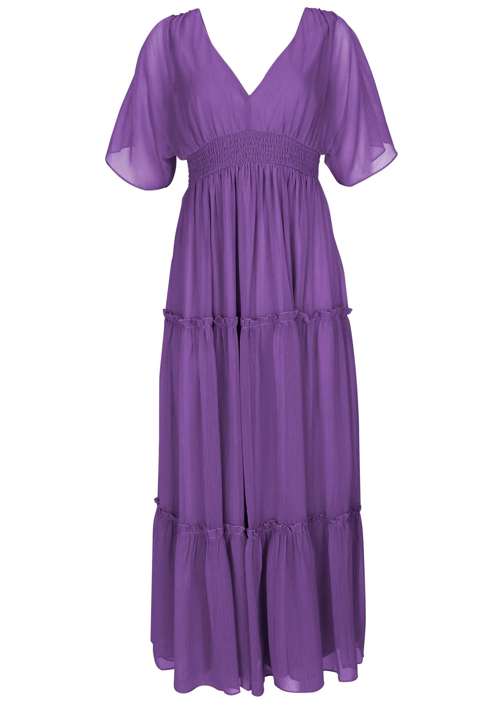 Flutter Sleeve Maxi Dress Cattleya Orchid