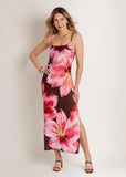 Hibiscus Floral Maxi Dress Brown Floral