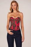 Bandeau Lace Up Corset Top in Rose Leopard Print