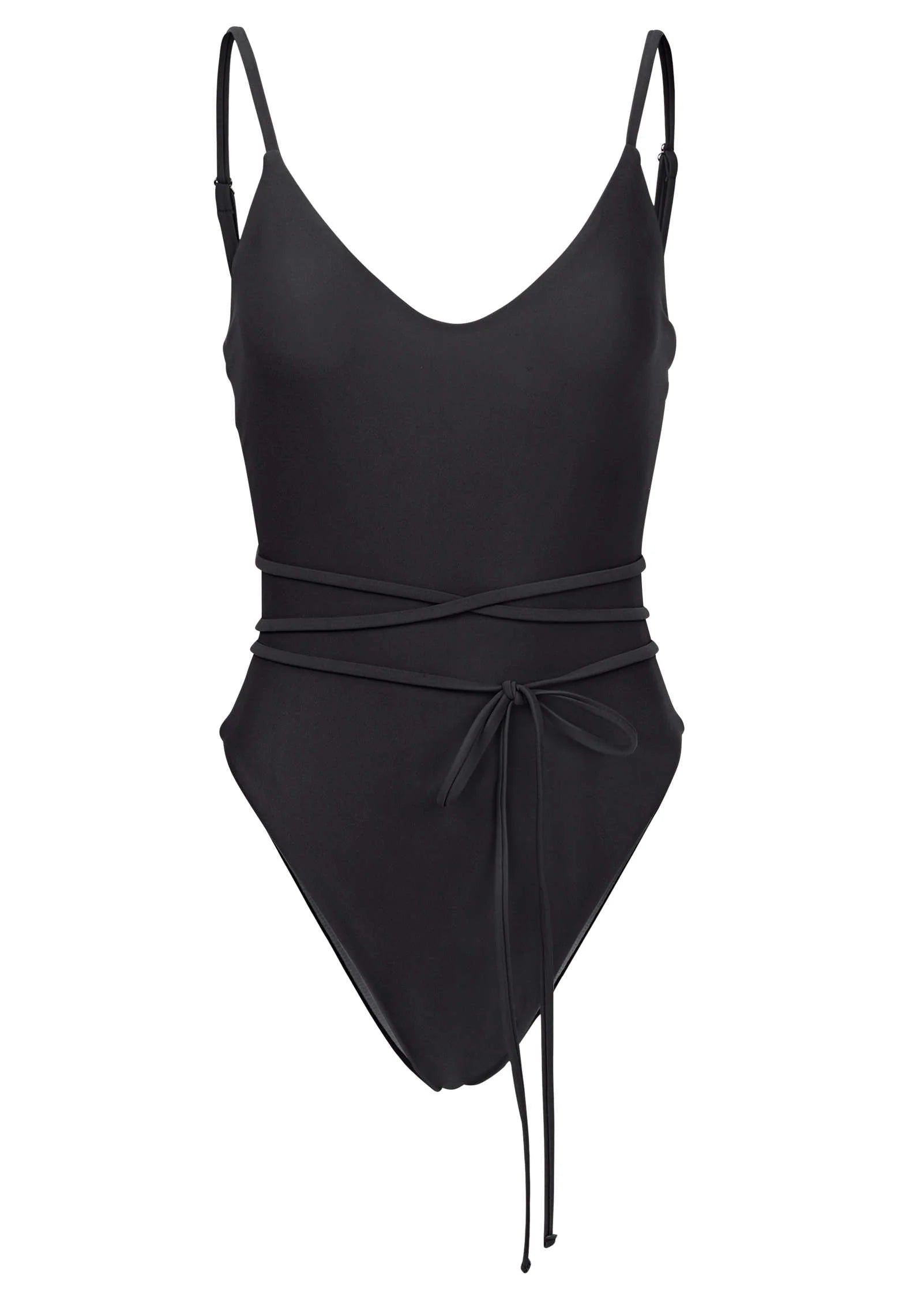 Strappy Tulum High Leg One Piece Jet Black