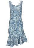 Ruffle Trim Detail Dress Denim Anglaise Paisley
