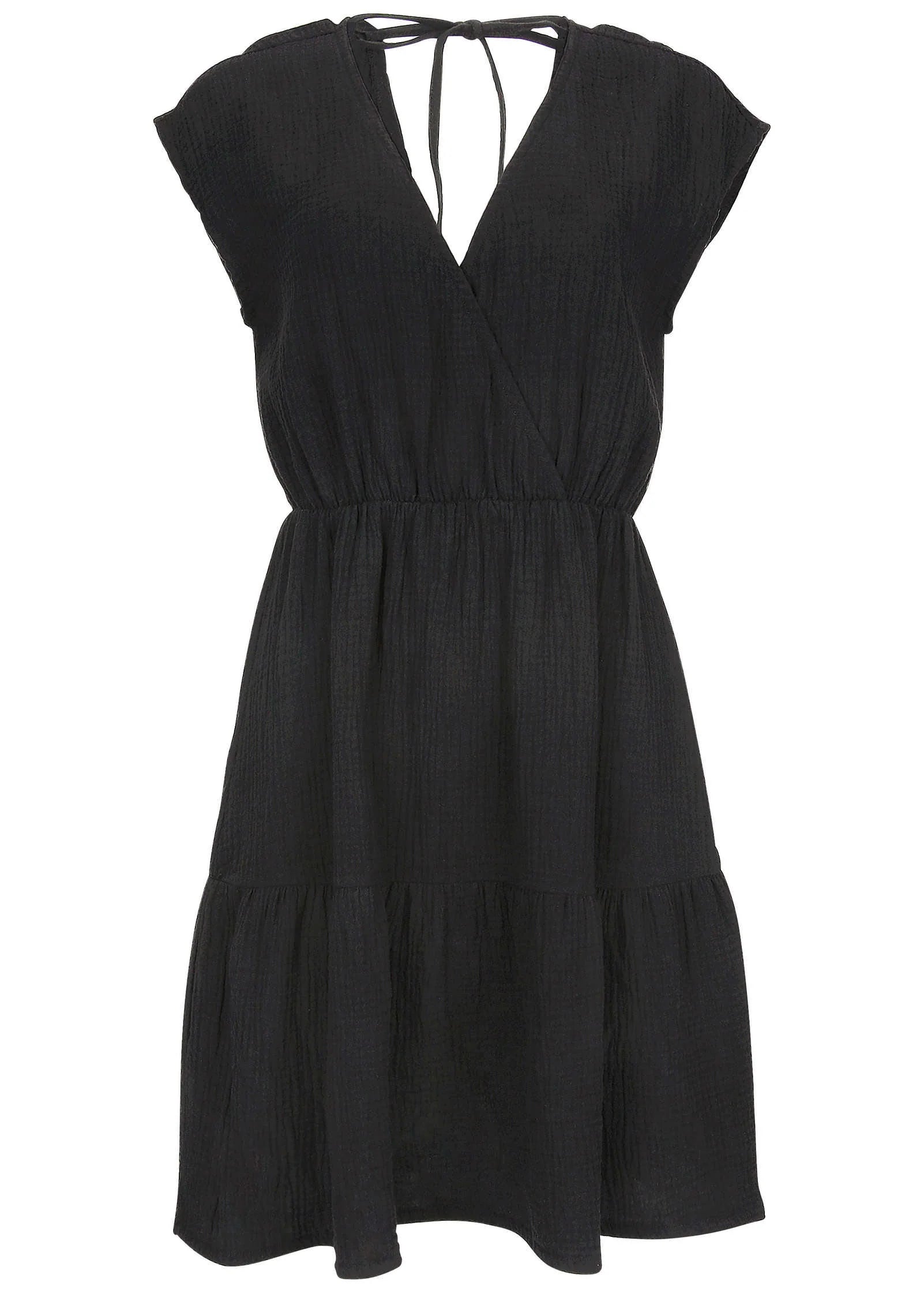 Tiered Cover Up Dress Jet Black