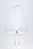 Charm Detail Triangle Bikini Top in White