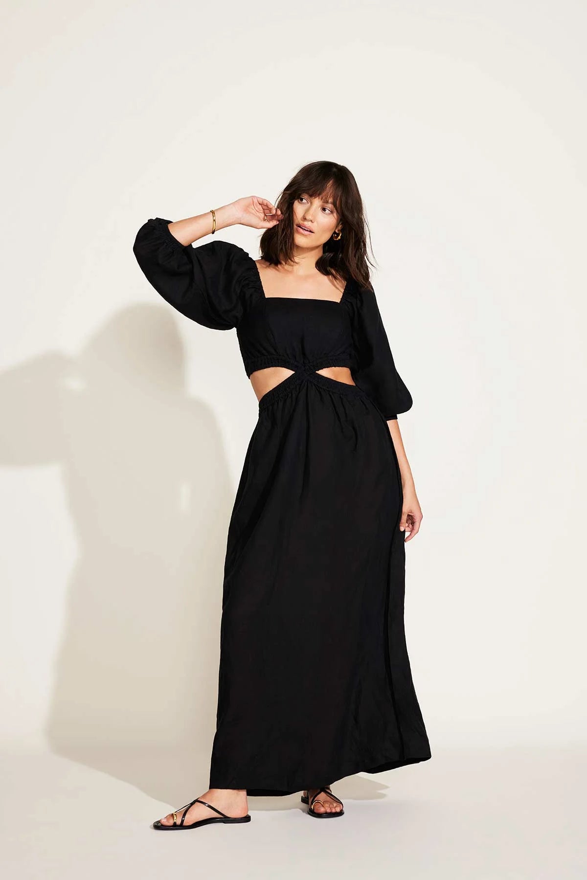 Cierra Cut Out Dress Black EcoLinen