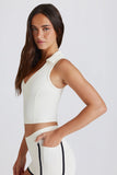 Soft Active Polo Crop Top in Coconut