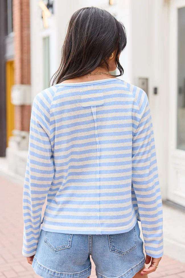 Hayes Blue And White Stripe Henley