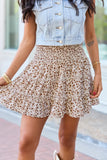 Through The Garden Ivory And Brown Floral Mini Skort