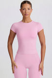 Cut Out Longline T Shirt in Dusty Pink