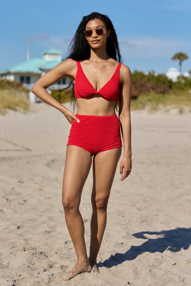 Coastal Crush Red Twist Underwire Bikini Top