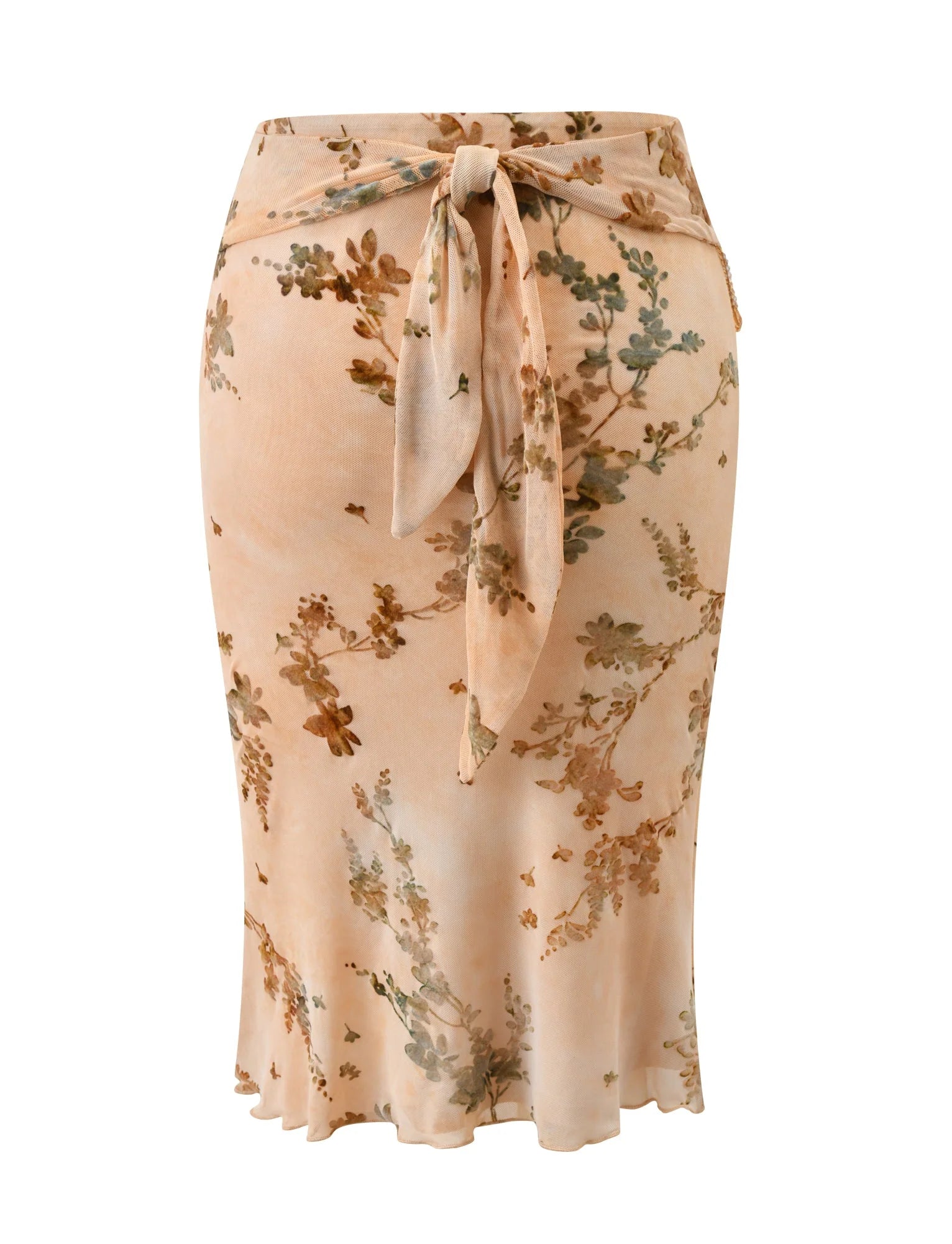 OONA BURN OUT FRINGE SKIRT TAN