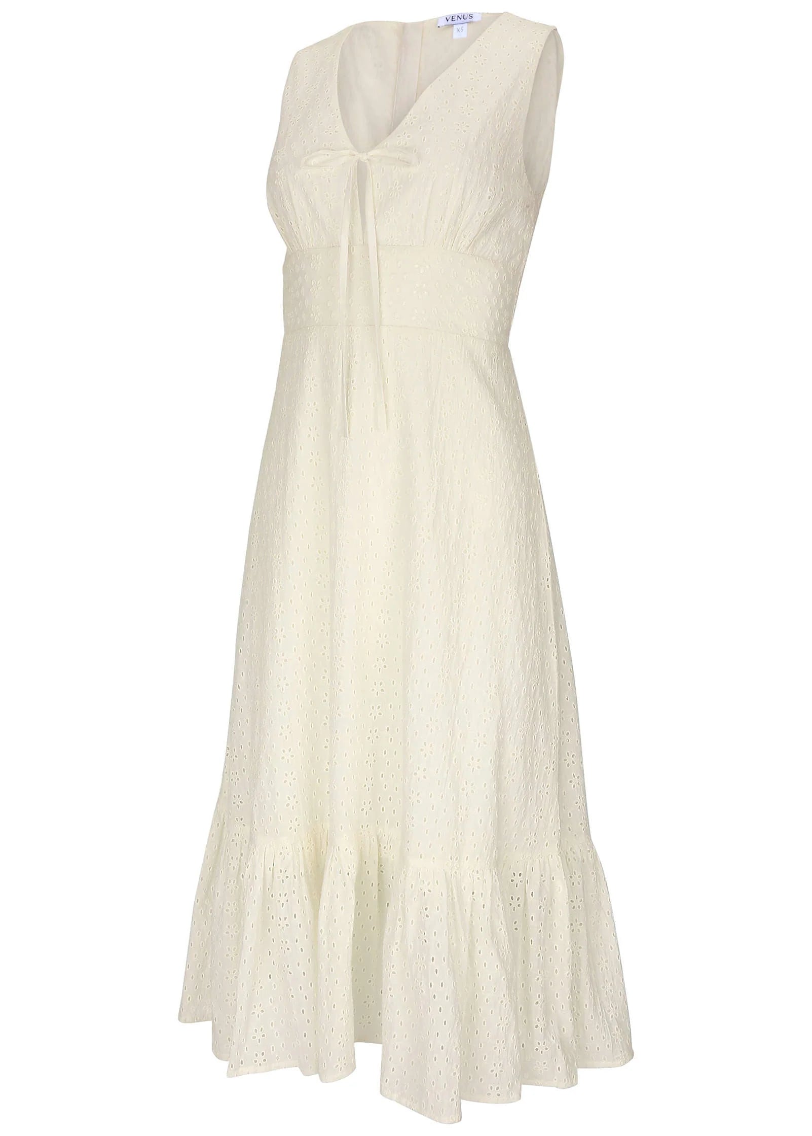 Sleeveless Eyelet Midi Off White