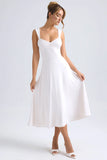 Sweetheart Neck Ruched Midaxi Dress in Ivory