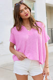 Alana Pink Open Knit Short Sleeve Sweater