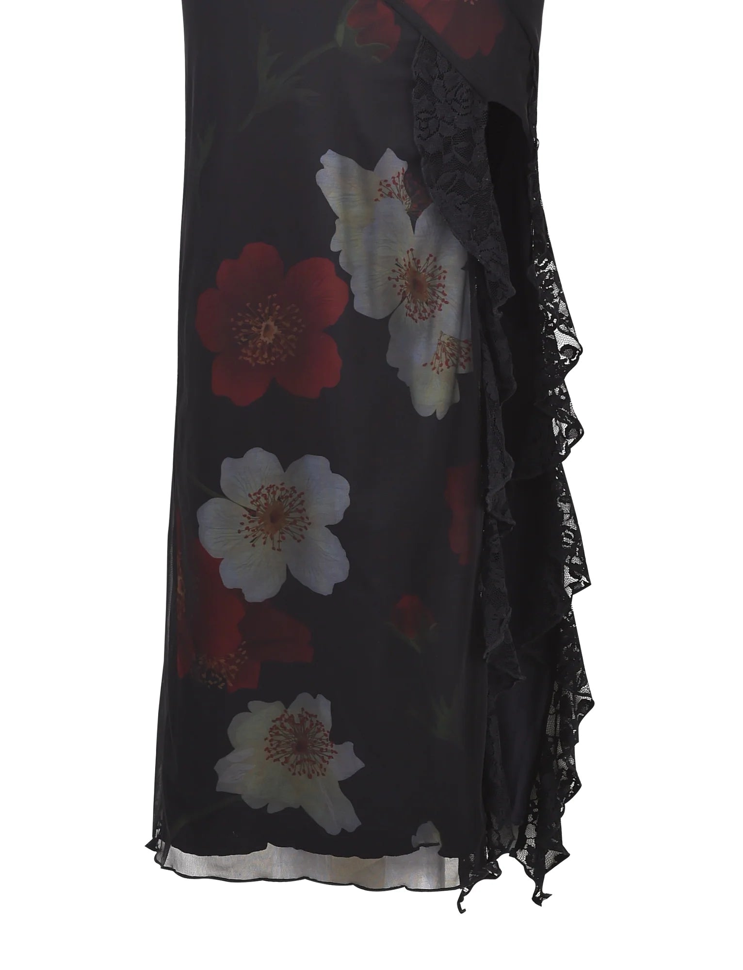 THEO MAXI DRESS RED MACRO FLORAL