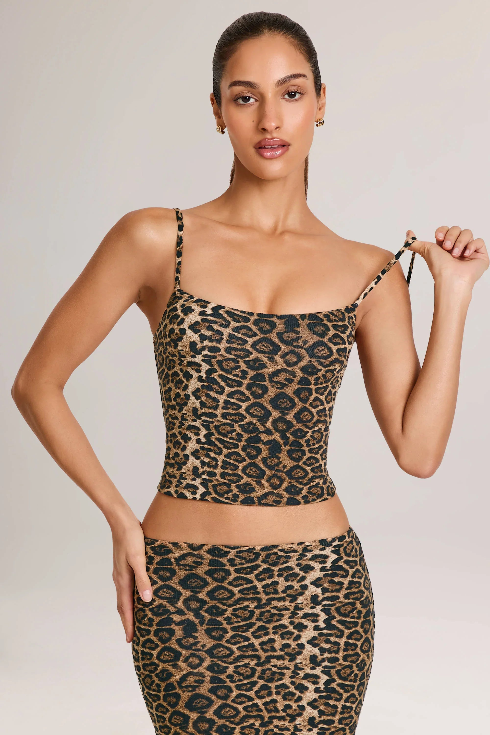 Modal Scoop Neck Tank Top in Leopard Print