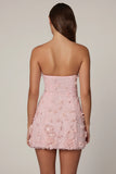 Embellished Bandeau A line Mini Dress in Ballet Pink
