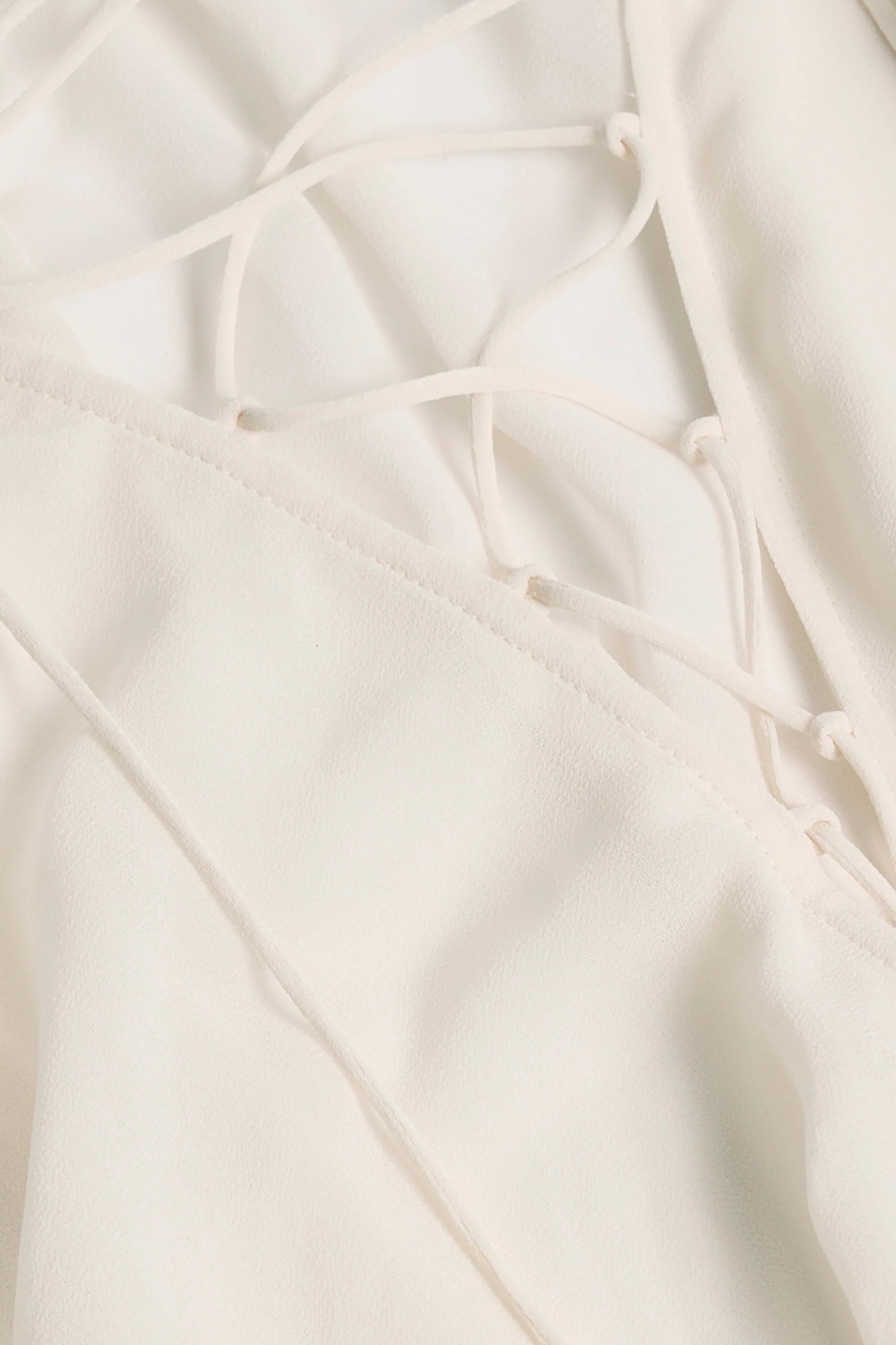 Lace Up Balloon Sleeve Mini Dress in Ivory