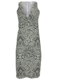 Linen Deep V Dress Modern Folk Bicolor