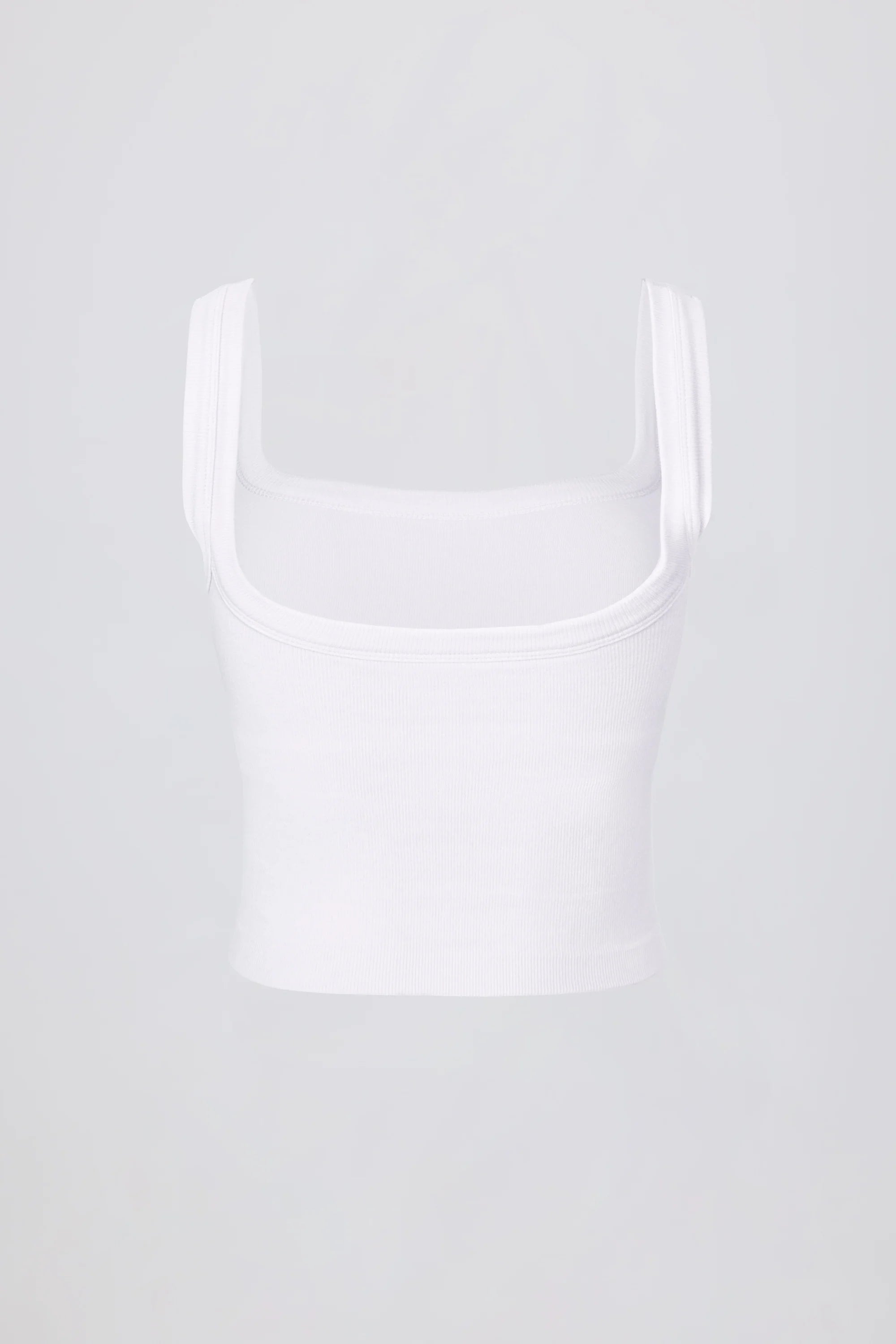 Seamless Soft Rib Square Neck Tank Top in White