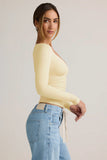 Modal Ruched Long Sleeve Top in Buttercream Yellow