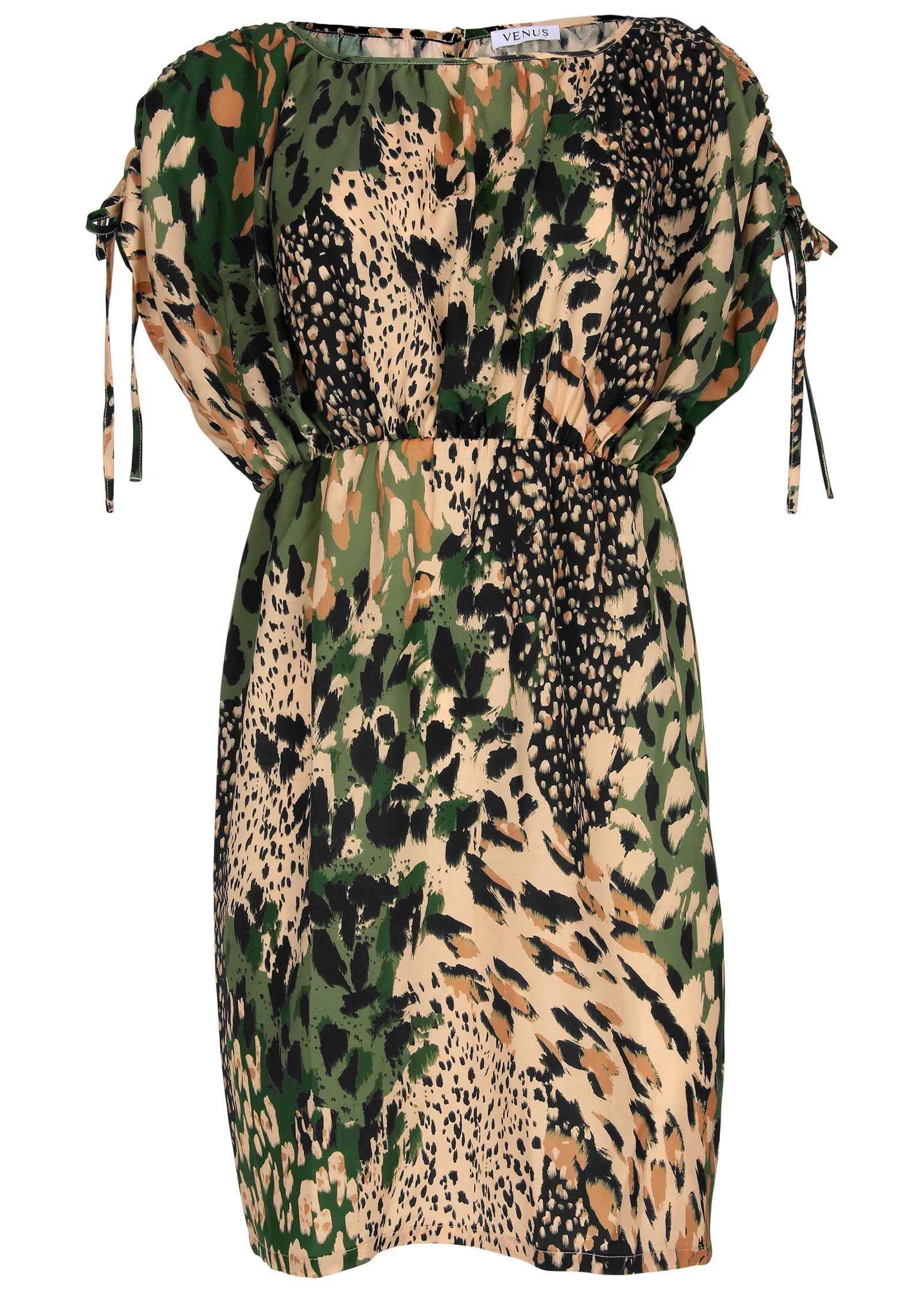 Boatneck Mini Dress Brushed Animal